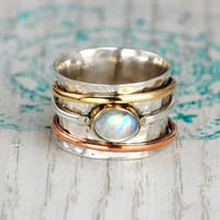 14k златно покритие ореол пръстен пръстени с пръстени стъкло триколор и покрити европейски американски сватбени скъпоценни камъни