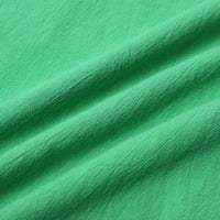 Женски летен без ръкав обикновен памучен ленен рокля от суспендер зелено xxl
