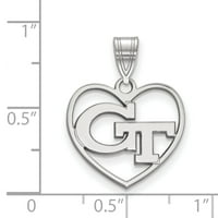 Женски Georgia Tech Yellow Jackets Sterling Silver Logo Heart висулка