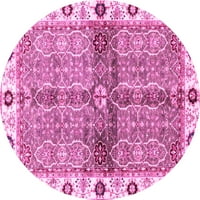 Ahgly Company Indoor Round Ориенталски розови традиционни килими, 6 'кръг