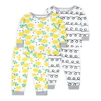 Малка звезда органични бебе и малко дете момичета Дълъг ръкав ризи и панталони пижами, Размер месеци-5т