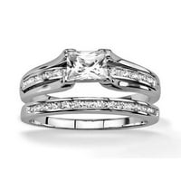 Неговият и нейният комплект за сватбени пръстени от неръждаема стомана и скосен ръб сватбена лента Женски размер мъжки размер