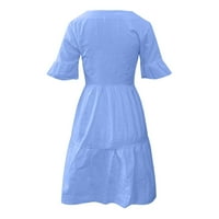 Efsteb плюс размер рокля с къс ръкав за жени с V-образни рокли Лятна модерна слънчева джаса плаж флорална рокля за печат Небрежна