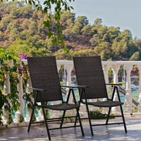 Комплект от ракирани столове за трапезария, регулируеми столове на ратани на открито ратан за палуба, веранда, край басейна, двор