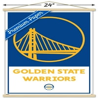 Golden State Warriors - Плакат за стена с лого с дървена магнитна рамка, 22.375 34
