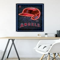Лос Анджелис Ангели - Плакат за стена на неонова шлем с бутилки, 22.375 34