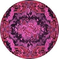 Ahgly Company Indoor Round Medallion Pink French Area Cured, 4 'Round