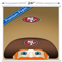 SAN FRANCISCO 49ers - S. Preston Mascot Sourdough Sam Sall Poster с дървена магнитна рамка, 22.375 34