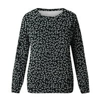 Feternal женски кръгла шия върхове памук женски небрежен моден флорален принт с дълъг ръкав O-O-Neck Pullover Top блуза
