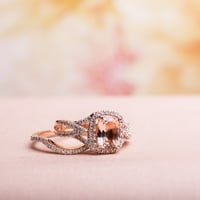 Миабела жени 1-КТ. Морганит и СТ. Комплект диамант 10кт Розово злато за сватба и годежен пръстен