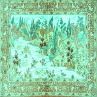 Ahgly Company Machine Wareable Indoor Rectangle Animal Turquoise Blue Traditional Area Rugs, 8 '12'