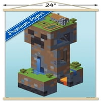 Minecraft - Плакат за стена на Creeper Village с дървена магнитна рамка, 22.375 34