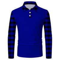 Поло ризи за мъже Мъжки за всички сезони за свободното време модна карирана сплайсиране контрастиращ цветен дизайн копче за ревера