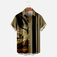 Uorcsa универсална мека модна флорална печатания плаж джоб хавайски лятна яка за въртене мъжки тениска кафе кафе