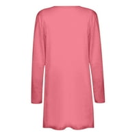 Дамски жилетка пуловери Scoop Neck Cardigan Дълъг ръкав твърд 95%полиестер, 5%Spande Pink Women's Long Cardigan Clearance