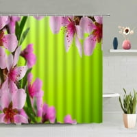 3D печат душ завеса водни цветове цветя зелени листа фон баня душ завеси висящи миещи се с кука комплект