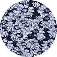 Ahgly Company Indoor Round Medicowed Midnight Blue Area Rugs, 3 'Round