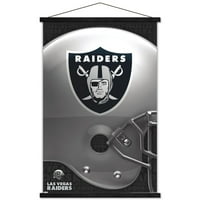 Las Vegas Raiders - Плакат за стена с лого с дървена магнитна рамка, 22.375 34