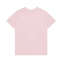 Apepal дамски тениски с къс ръкав райета цветен блок леопард Небрежни върхове Свети Патрик Ден розов XL