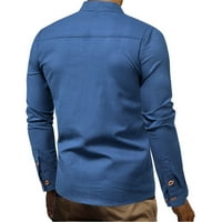 Shpwfbe ризи с дълъг ръкав за мъже цвят на яка мъжете стендъп ежедневна риза памучно твърдо бельо мъже ризи мъжки ризи