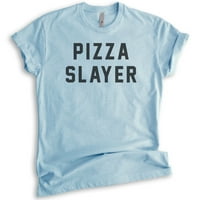 Тениска за убиец на пица, унизирана женска риза, риза за пица, Heather Light Blue, X-Small
