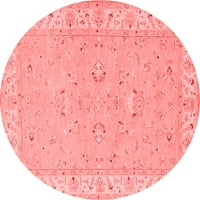 Ahgly Company Indoor Round Oriental Red Traditional Area Rugs, 8 'Round