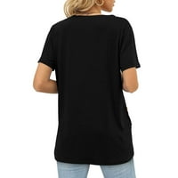 Ризи за тренировка за жени с къси ръкави спокойни годни тениски тениски за женски тройник, черно, l