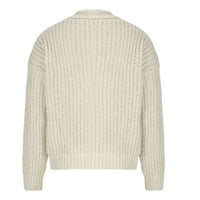 Пуловери за дамски пуловер, женски солиден цвят V-образно деколтета, ежедневни модни върхове с дълъг ръкав блуза Джърси де Навидад