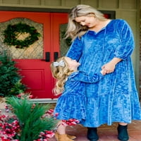 Пионер жена мама и мен кадифе плетена рокля, размери ХС-ХСЛ, Дамски