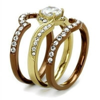 Луксови дизайни на бижута комплект от сватбен пръстен от неръждаема стомана с кубични цирконийски камъни - размер