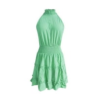 Manxivoo бохемски стил ежедневни ръкавици плим от скоростна талия на талия по средна дължина бохо летна рокля женски ежедневни рокли зелени
