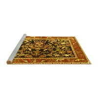 Ahgly Company Machine Pashable Indoor Rectangle Animal Yellow Traditional Area Rugs, 6 '9'