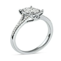 Имперски 10к Бяло Злато 14к ТДВ диамантен овален годежен пръстен