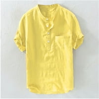 Henley Blouses Leisure Solid Tops Forts Fortse for Women Yellow XL