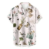 Penkiiy Мъжки великденски отпечатана единична джобна риза Небрежно разхлабена тениска с джобна риза с джобове големи и високи