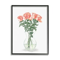 Ступел индустрии розова роза букет стъклена ваза натюрморт живопис черна рамка изкуство печат стена изкуство, дизайн от Зивей