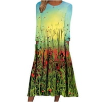 Женска рокля с дълъг ръкав Модна флорална щампа с дълъг ръкав с v-образна рокля небрежна рокля есенни дрехи tbkomh
