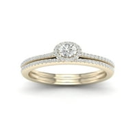 3 8кт ТДВ диамант 10к жълто злато център камък ореол годежен пръстен комплект