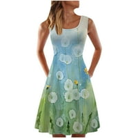 Флорални отпечатани резервоари Женски рокли Кратки мини слънчеви дреси за жени ежедневни летни без ръкави линей
