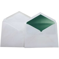Хартиени Сватбени пликове, 8, бели със зелени пликове, пакет 100