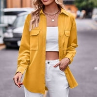 Lydiaunistar Time и Tru Winter Coats for Women Clearance Продажба Женски моден ежедневен цвят Кардиган с дълъг ръкав жълто