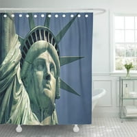 Йорк Червена нощ Америка статуя на свободата остров син баня декор за баня за душ завеса