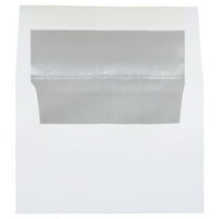 Пликове за покани с фолио, 1 4, бял със сребърно фолио, 25 пакет