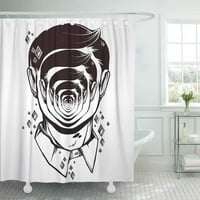 Портрет на странен човек със странна графична рисунка на лицето в ноар ретро изобразяващ завеса за баня за душ