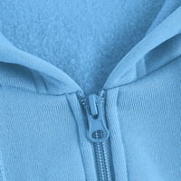 Huaai дамски плюс размер пуловер суичър ежедневни джъмпери с качулка с качулка с качулка с качулка върхове блуза сини xs