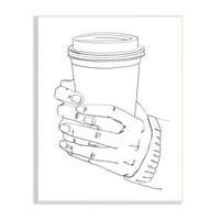 Ступел индустрии фирма ръце на чаша кафе минимална линия чертеж, 15, проектиран от Зивей ли