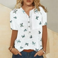 Тениски на лабакиха & nbsp; за жени върхове за жени с къс ръкав лятна модна ежедневна модерна отпечатана тениска с деколте тениски