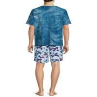 Мъжки комплект спален Топ и шорти, 2 части, размери с-2КСЛ, мъжка пижама