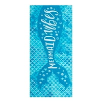 5. Памучна Плажна кърпа, 28х60, крепежни елементи, синя русалка опашка