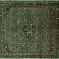 Ahgly Company Machine Pashable Indoor Rectangle Persian Turquoise Blue Traditional Area Rugs, 7 '10'